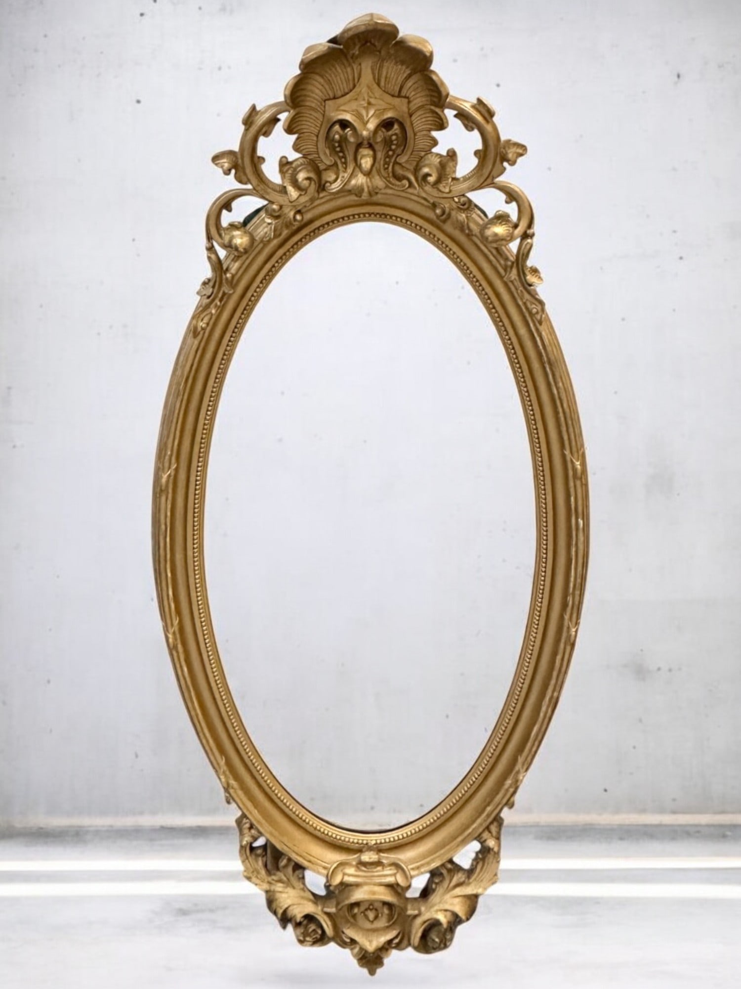 LARGE 19TH C ORNATE GILT WOOD MIRROR 64" (1 of 3)