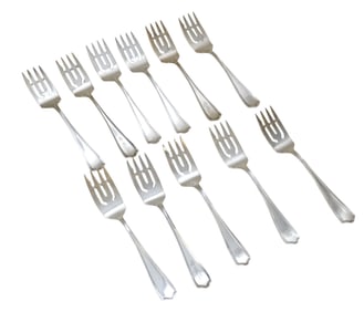 11 STERLING SILVER INDIVIDUAL SALAD FORKS 1910 MARYLAND