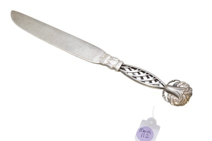 GEORG JENSEN ORNAMENTAL #83 STERLING CAKE KNIFE c. 1920