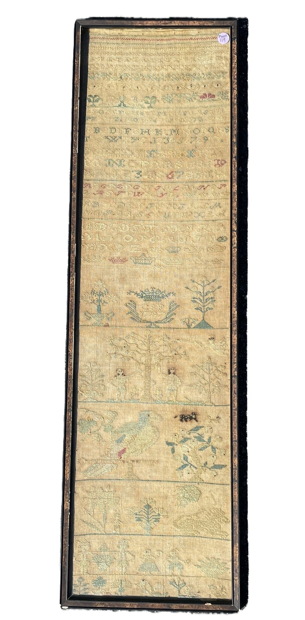 GEORGIAN ERA 1797 NEEDLEWORK SAMPLER ADAM & EVE (1 of 9)