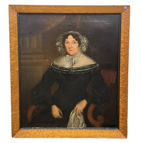 AMERICAN WOMANS PORTRAIT OIL PAINTING