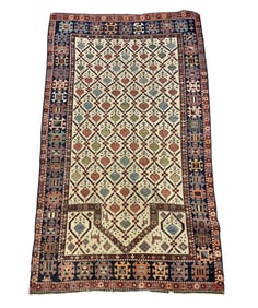 ANTIQUE HAND KNOTTED KAZAK CAUCASIAN RUG