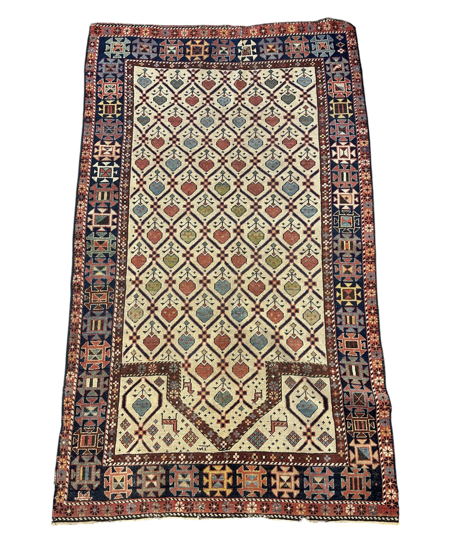ANTIQUE HAND KNOTTED KAZAK CAUCASIAN RUG (1 of 11)