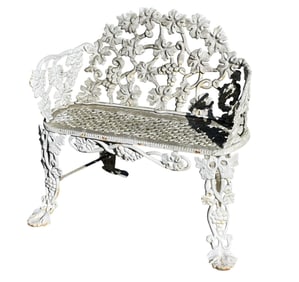VICTORIAN CAST IRON GARDEN BENCH ORNATE GRAPE & LEAF