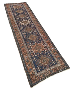 HAND KNOTTED PERSIAN HERIZ RUNNER 10 FT