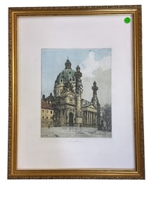 SIGNED ETCHING LUIGI KASIMIR PETTAU VIENNA