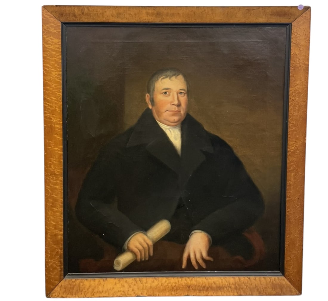 ANTIQUE PORTRAIT OF A GENTLEMAN MAPLE FRAME (1 of 7)