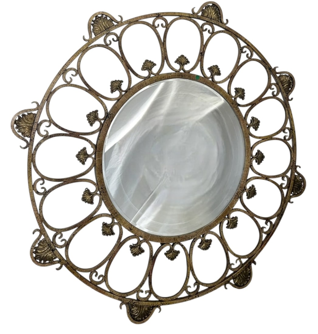 LARGE LA BARGE HOLLYWOOD REGENCY ROUND MIRROR 50" (1 of 5)