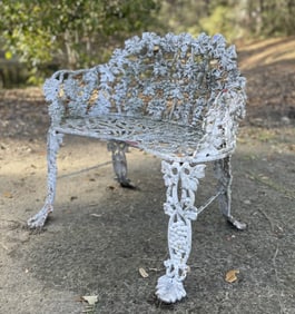 VICTORIAN LEAF & GRAPEVINE CAST IRON GARDEN BENCH