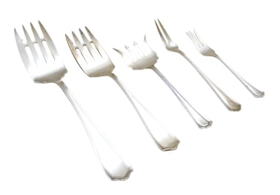 5 AMERICAN STERLING SILVER SERVING FORKS