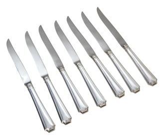 7 STERLING SILVER STEAK KNIVES FAIRFAX 1910