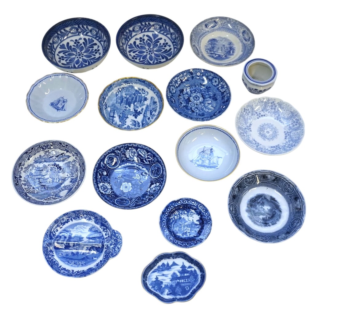 15 pc ANTIQUE BLUE & WHITE & FLOW BLUE (1 of 4)