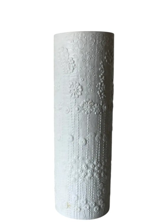 VINTAGE ROSENTHAL STUDIOS MATTE WHITE FLORAL RELIEF PORCELAIN VASE (1 of 1)