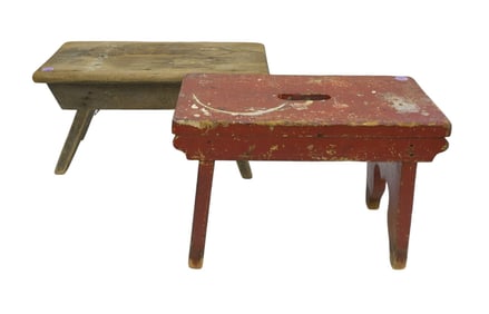 PAIR OF PRIMITIVE FOOTSTOOLS