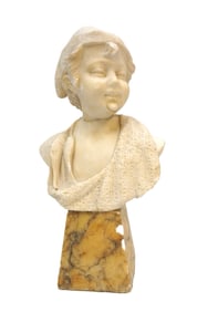 ANTIQUE ITALIAN ALABASTER BUST YOUNG BOY