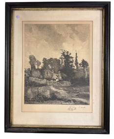 CHARLES LOUIS KRATKE ETCHING "THE COTTAGE" AFTER JOHN CONSTABLE