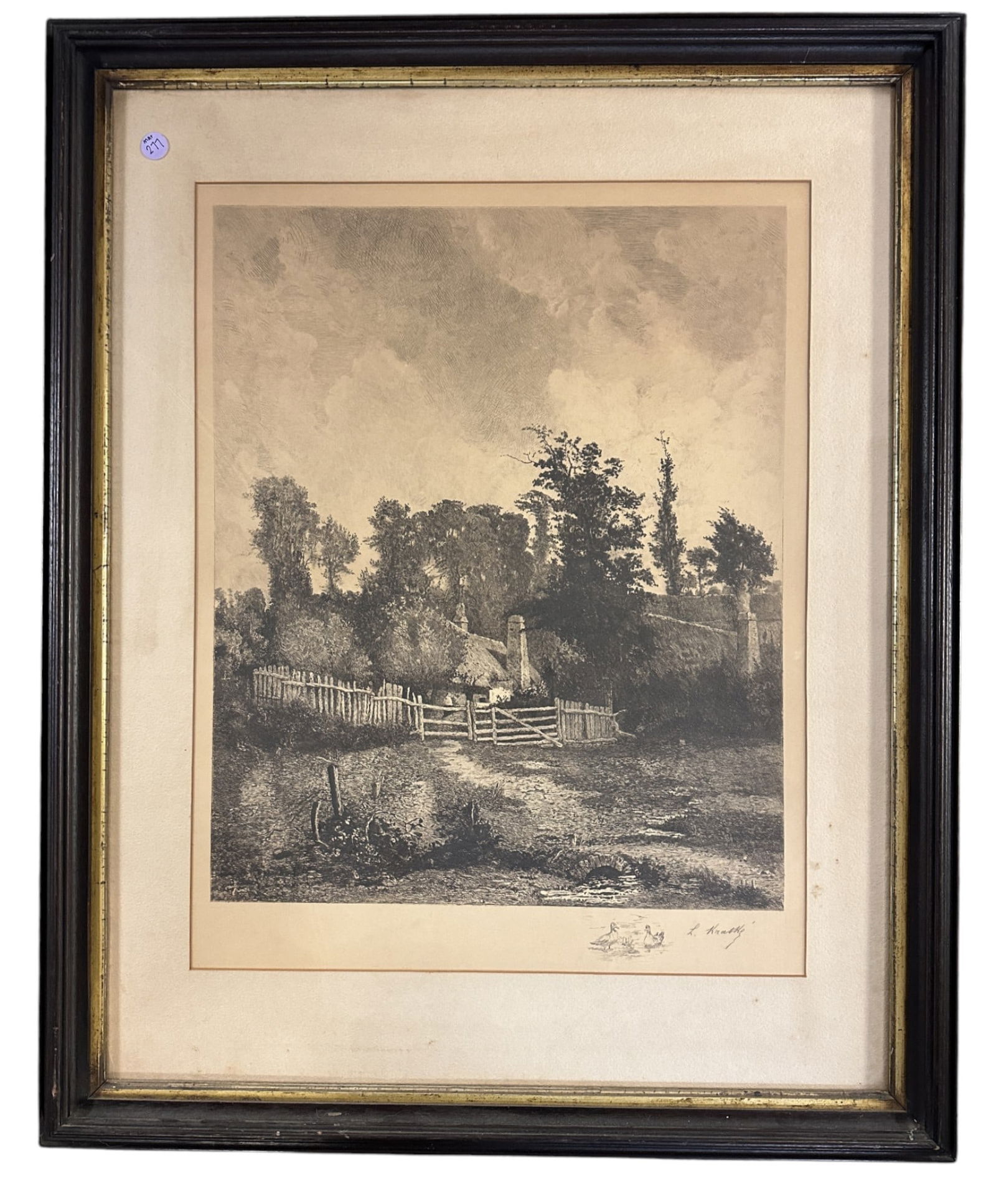 CHARLES LOUIS KRATKE ETCHING "THE COTTAGE" AFTER JOHN CONSTABLE (1 of 5)