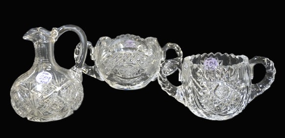 3 PIECES OF AMERICAN BRILLIANT CUT GLASS