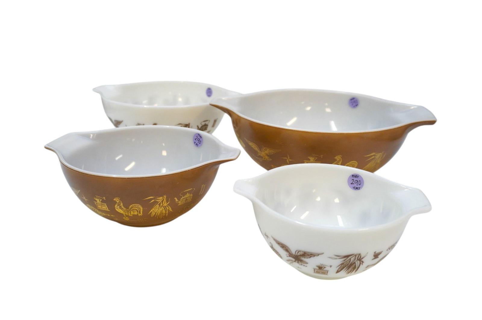 PYREX EARLY AMERICAN CINDERELLA BOWLS SET OF 4 (1 of 3)