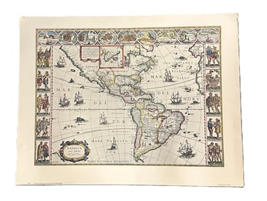 AMERICA NOVA TABULA TERRA AUSTRALIS INCOGNITA COLOR MAP