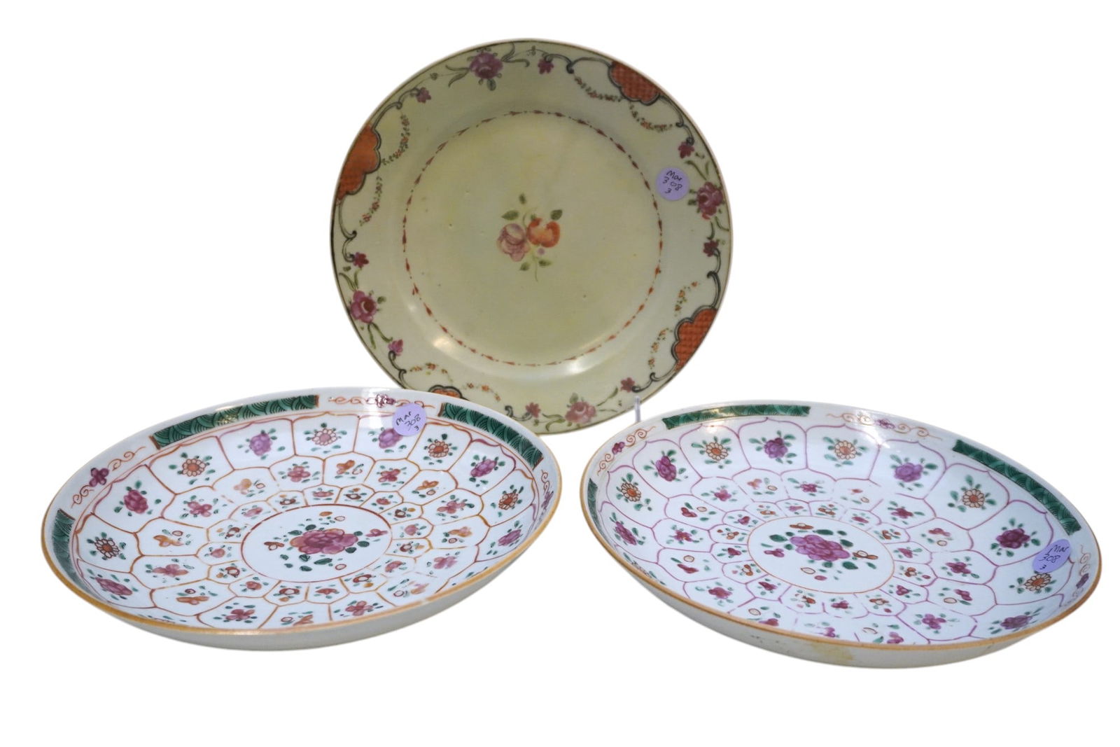 3 19TH C CHINESE EXPORT FAMILLE ROSE BOWLS / PLATE (1 of 4)