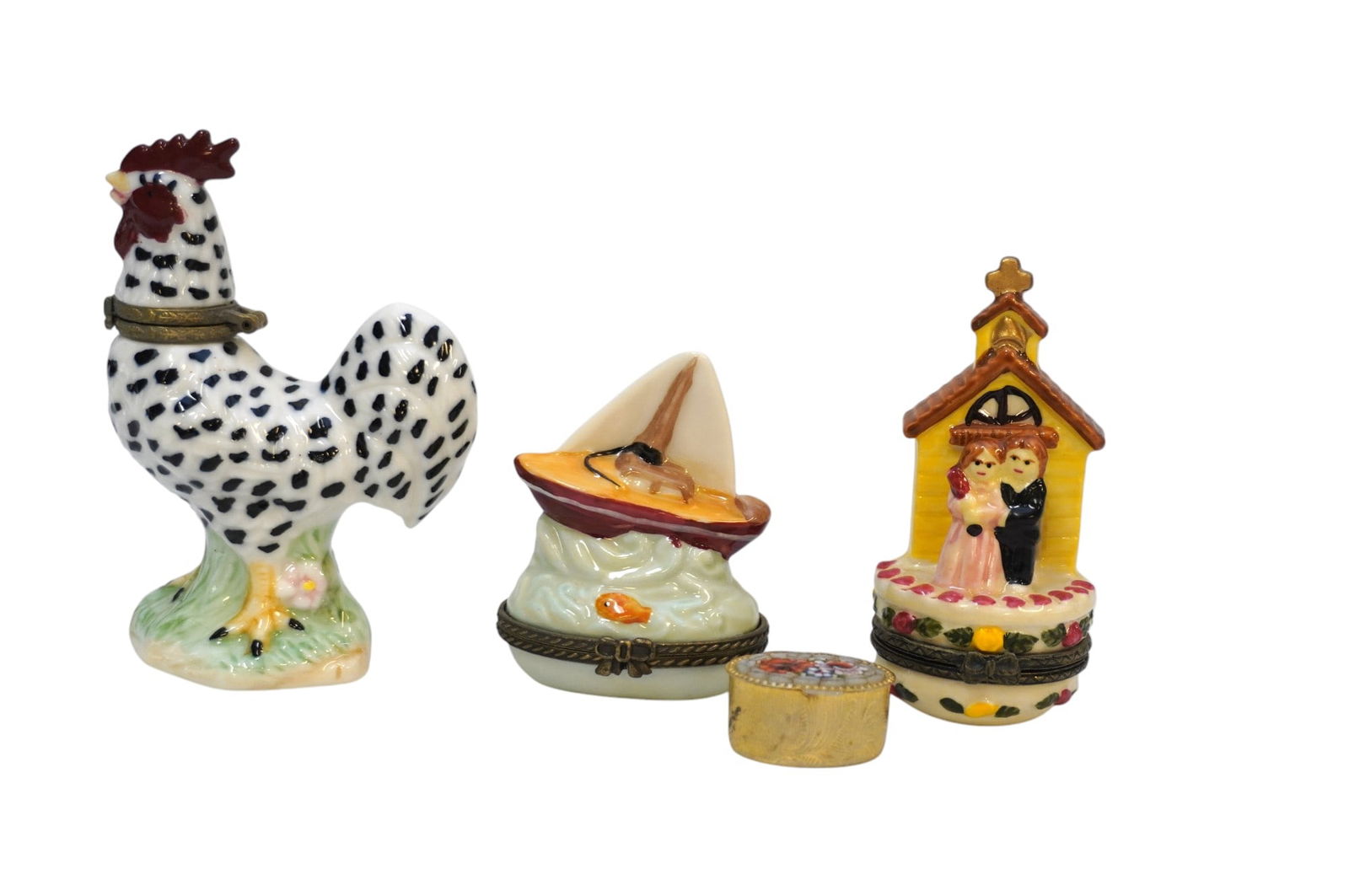 LOT OF 4 LIMOGES AND MICRO MOSAIC TRINKET BOXES (1 of 5)