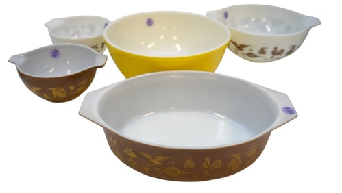 ASSORTED VINTAGE PYREX - 5 PIECES