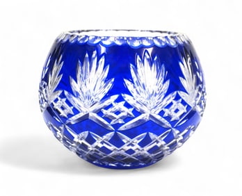 BOHEMIAN COBALT BLUE CUT CRYSTAL BOWL