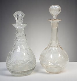 2 VINTAGE CRYSTAL LIQUOR DECANTERS
