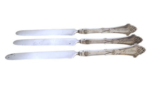 3 RARE VIOLA SOLID STERLING TEA KNIVES