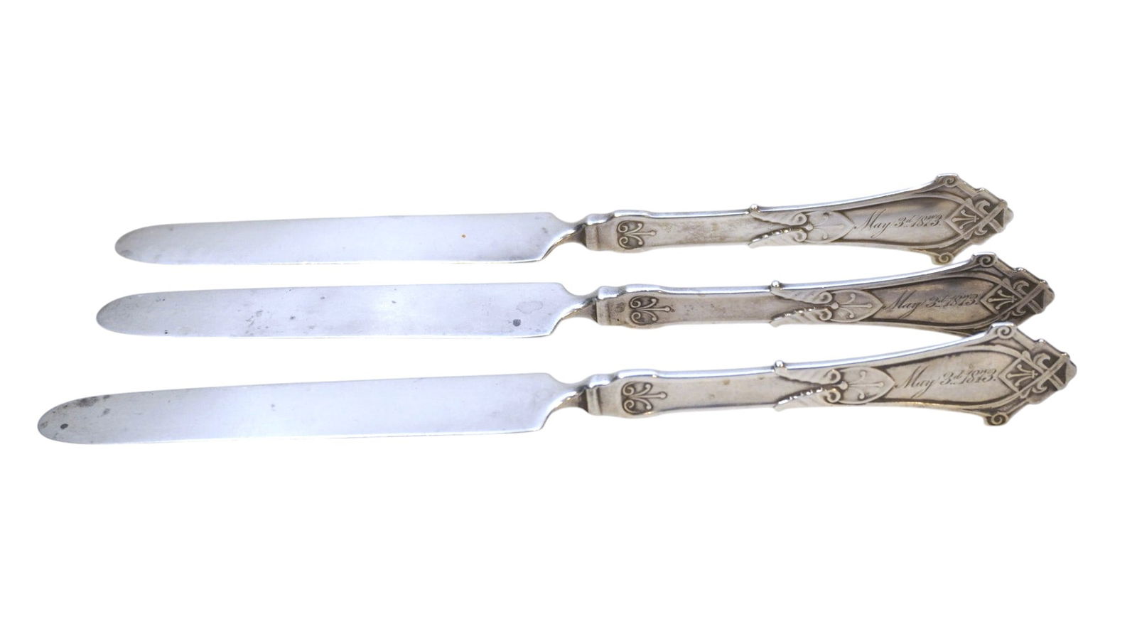 3 RARE VIOLA SOLID STERLING TEA KNIVES (1 of 3)
