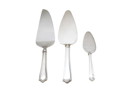 3 STERLING HANDLE CAKE - PIE - CHEESE SERVERS