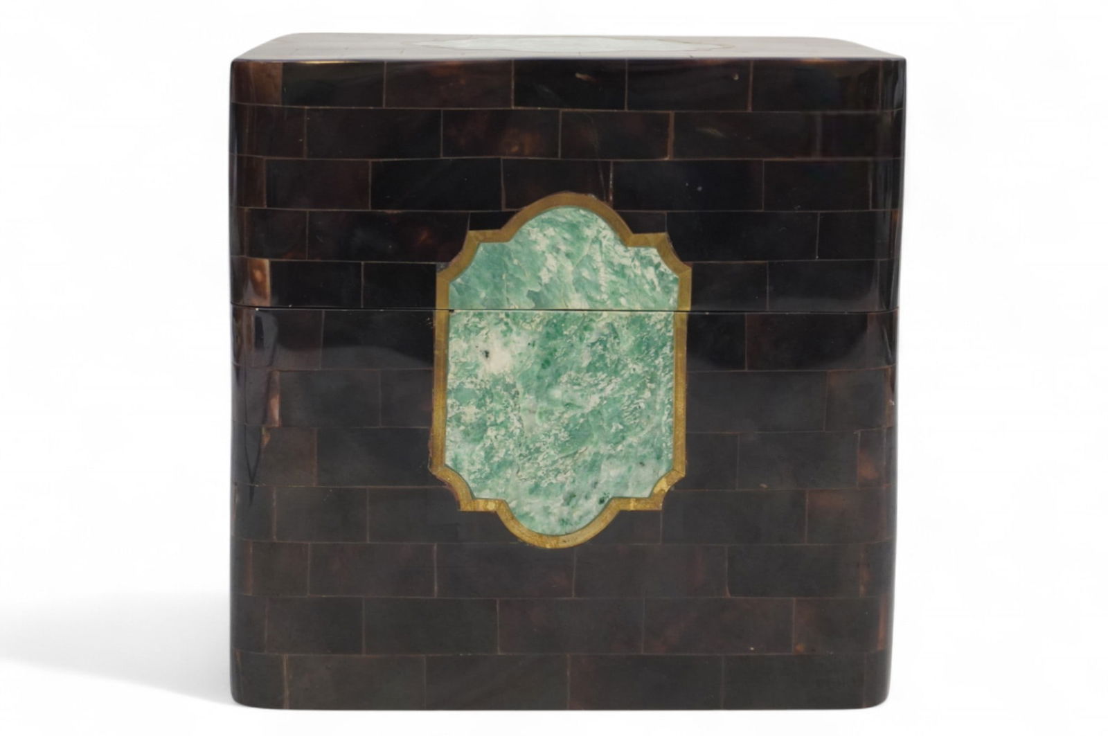VINTAGE MAITLAND SMITH STYLE TESSELLATED HORN AND MALACHITE BOX (1 of 7)