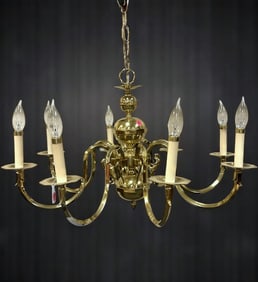 VINTAGE SOLID BRASS 8 ARM CHANDELIER