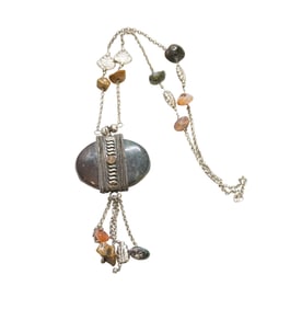 LARGE NATURAL GREEN JASPER TRIBAL NECKLACE