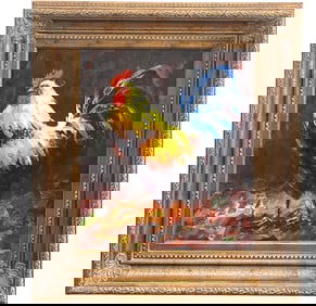 LARGE CONTEMPORARY ROOSTER PAINTING SIGNED