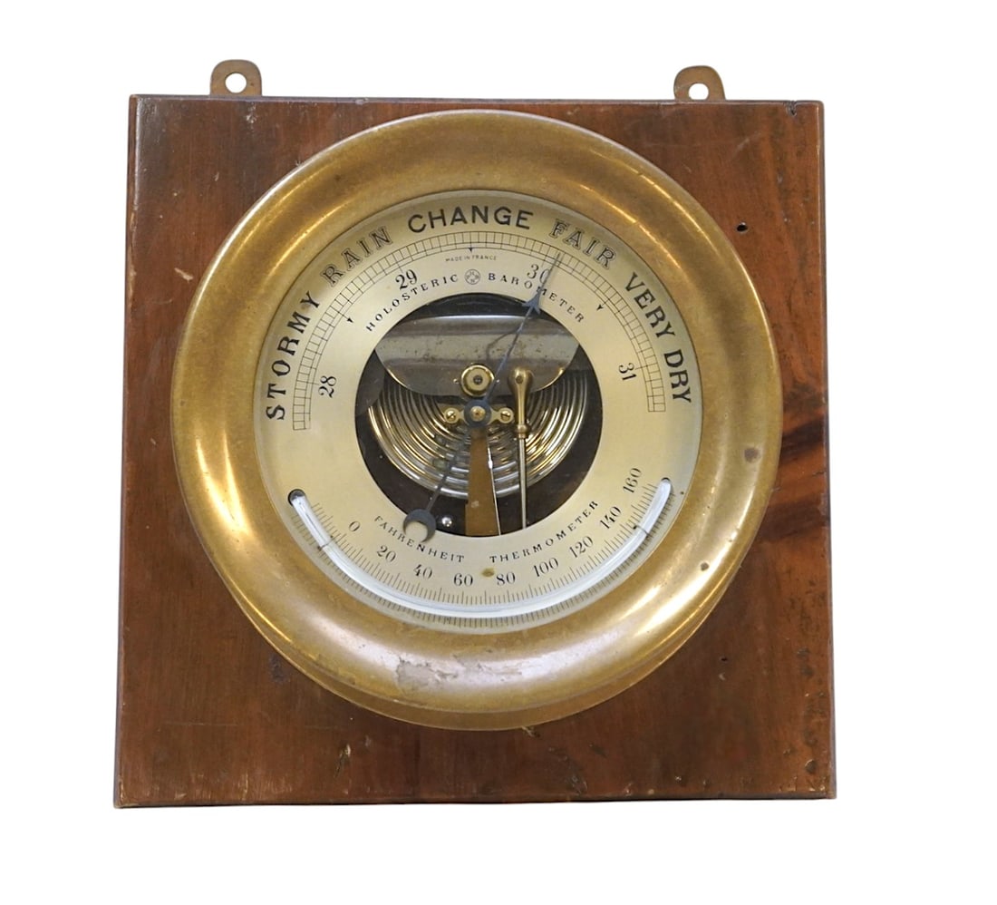 ANTIQUE BRASS HOLOSTERIC SHIPS BAROMETER (1 of 3)