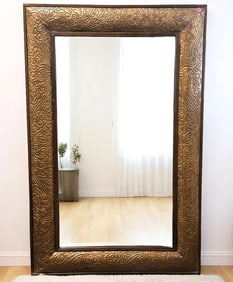 CONTEMPORARY EMBOSSED METAL BEVELED MIRROR 45"