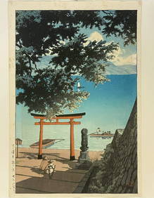 KAWASE HASUI (1883-1957) WOODBLOCK CHUZENJI TEMPLE (1 of 7)
