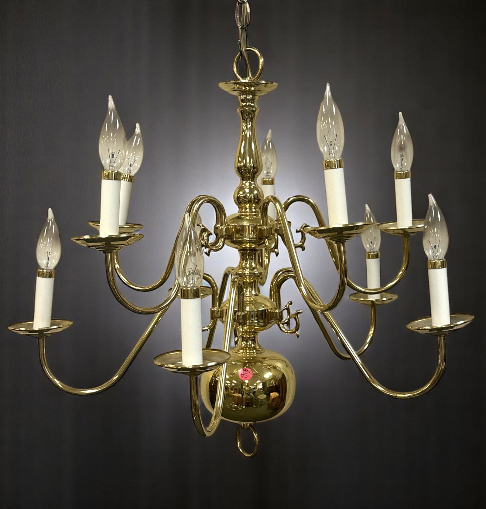 VINTAGE SOLID BRASS 10 ARM CHANDELIER (1 of 2)