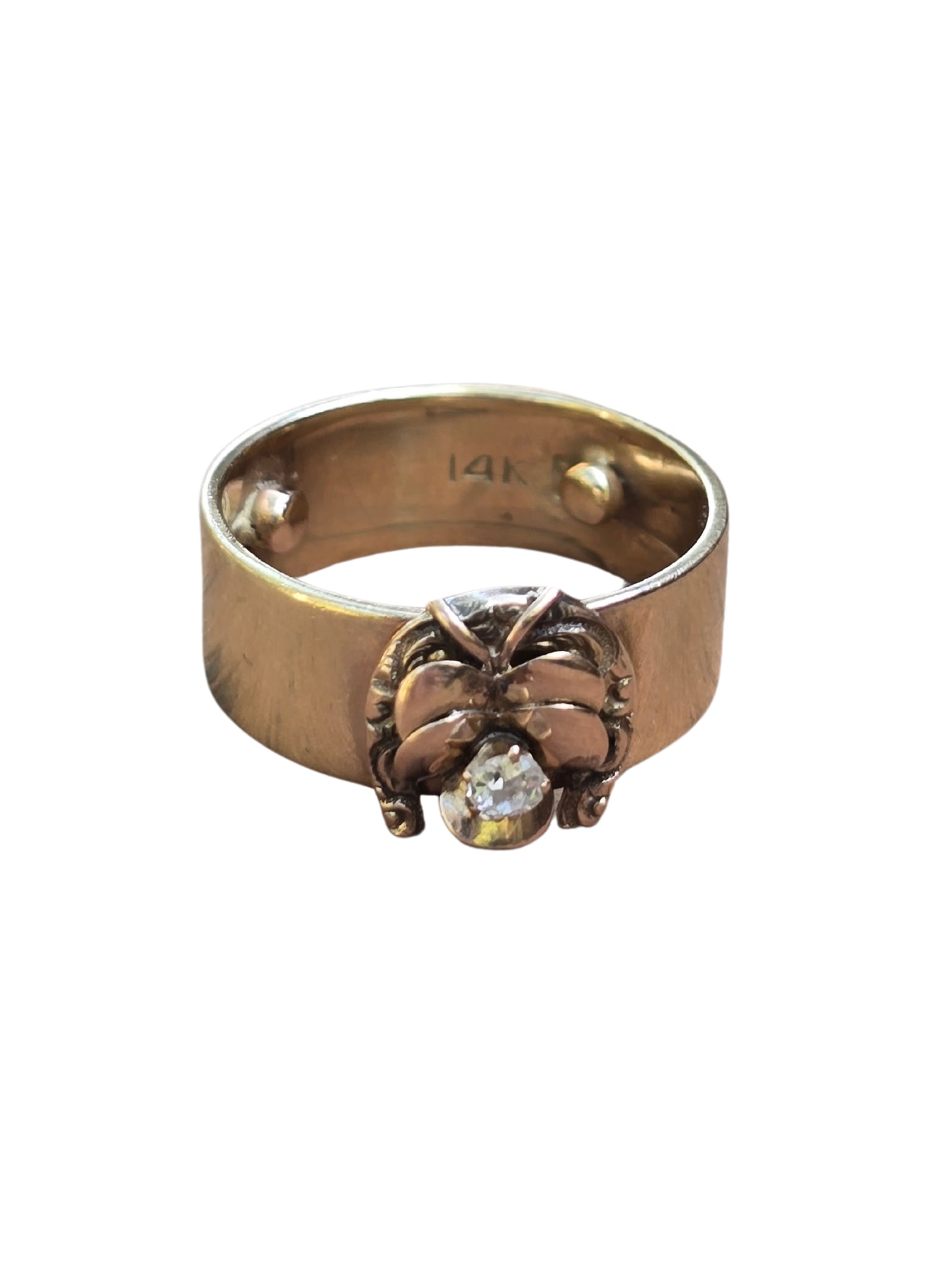 14k LADIES GOOD LUCK DIAMOND RING SZ 7 (1 of 3)