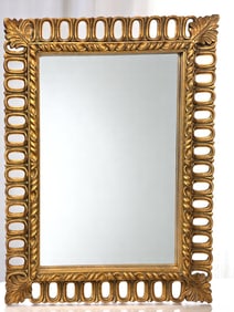 LARGE HOLLYWOOD REGENCY GILT WOOD MIRROR 48"