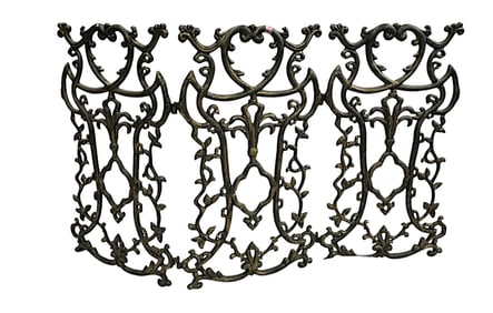 ORNATE 3 PANEL FRENCH WROUGHT IRON FIREPLACE SCREEN