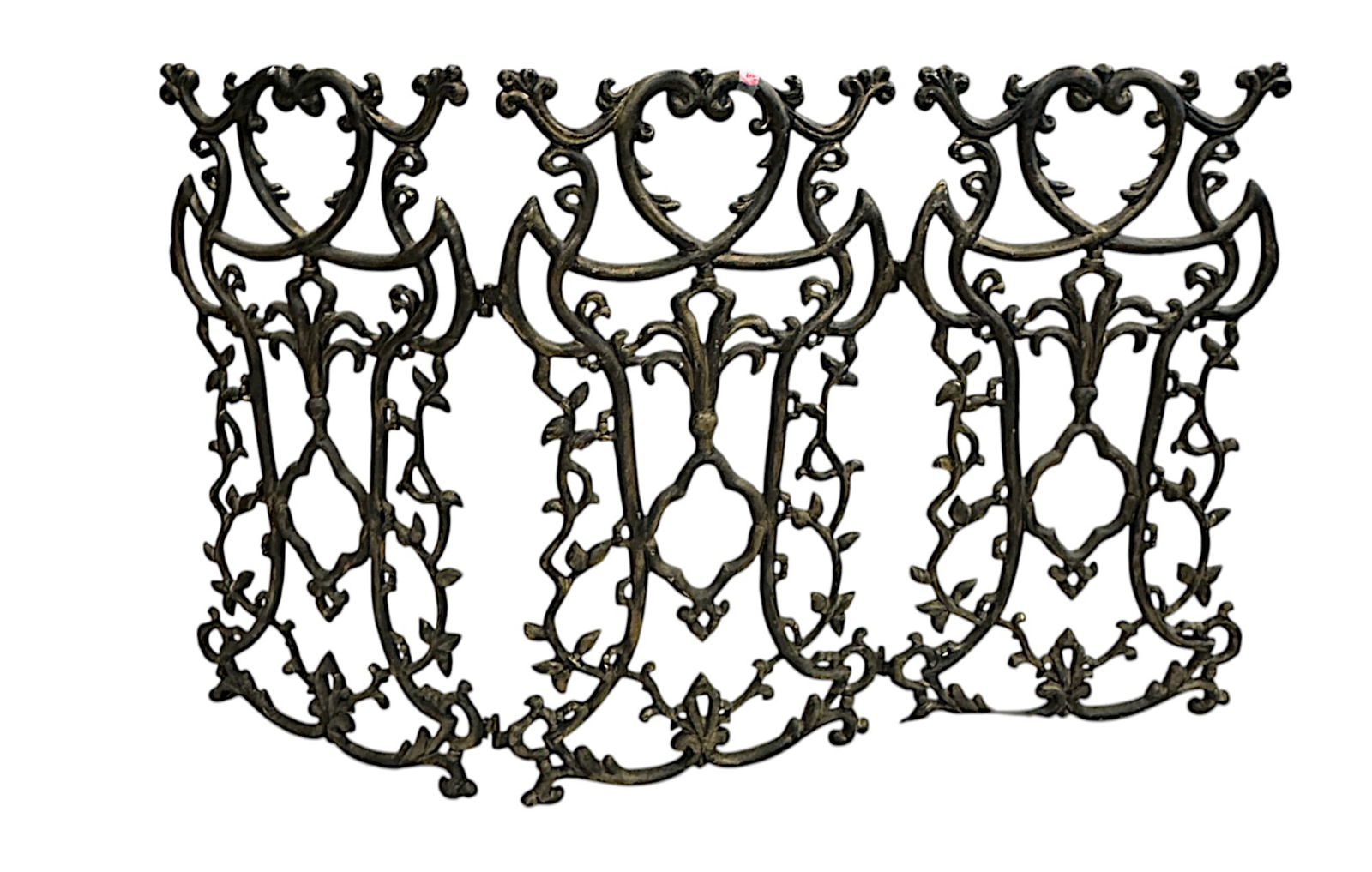 ORNATE 3 PANEL FRENCH WROUGHT IRON FIREPLACE SCREEN (1 of 2)