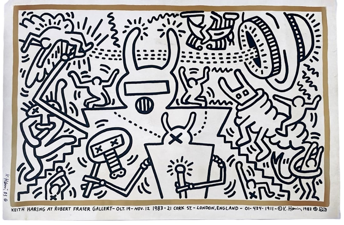 KEITH HARING SIGNED OFFSET LITHOGRAPH 1983 (1 of 6)
