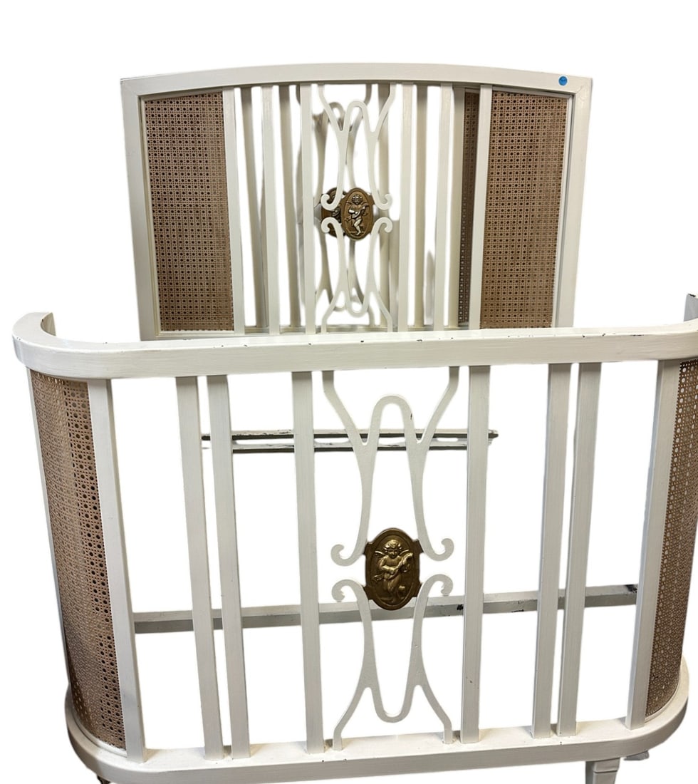 2 ANTIQUE FRENCH PAINTED IRON & BRASS TWIN BEDS (1 of 5)