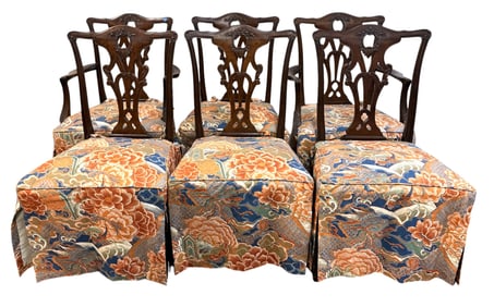6 CHIPPENDALE STYLE MAHOGANY DINING CHAIRS