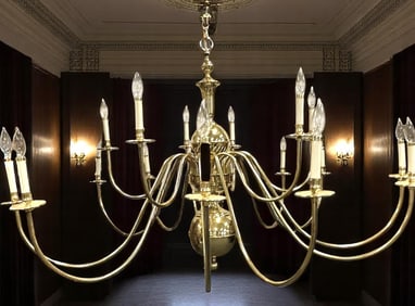 MONUMENTAL SOLID BRASS 18 ARM CHANDELIER