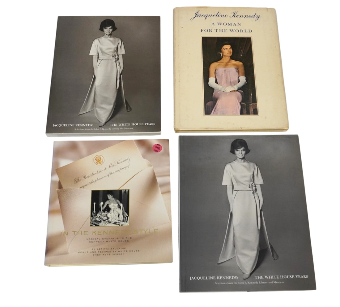 LOT OF 4 JACQUELINE KENNEDY BOOKS: This lot includes 1) Hardcover and Paperback Jacqueline Kennedy: The White House Years. Selections from the John F. Kennedy Library and Museum. 2) A Woman For The World: Jacqueline Kennedy. 3) In The 