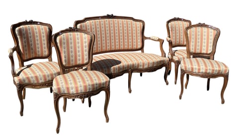 5 PIECE ANTIQUE 19th c LOUIS PHILIPPE SALON SUITE